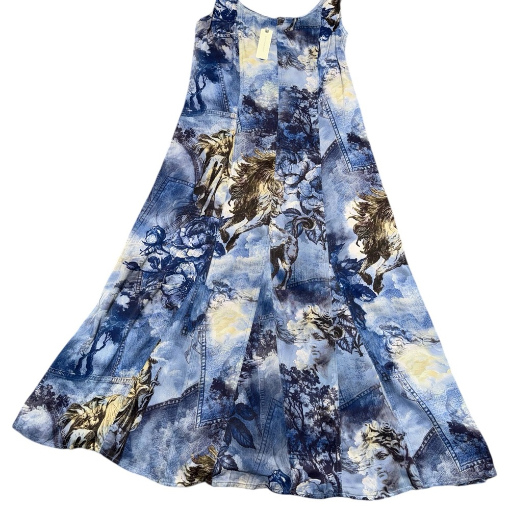 Anthropologie Blue Floral-Print Backless Midi Dress - Picture 4 of 13